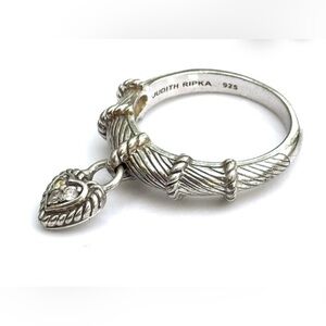 Vintage Judith Ripka Sterling Siver dangle heart ring size 6